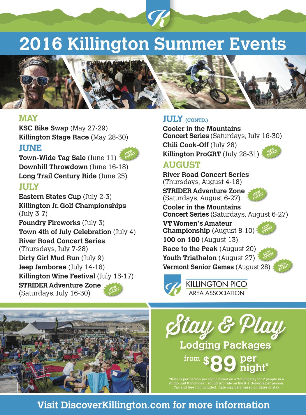 2016 Killington Summer Events Schedule