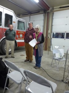 Patty McGrath and Jim Haff present plans for the new public safety building, to be voted on during Town Meeting Day.
