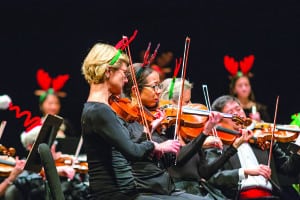 Courtesy Vermont Symphony Orchestra Clarendon local Stefanie Taylor, center, will lead the viola players in the Vermont Symphony Orchestra in a holiday concert at the Paramount Theatre this Sunday, Dec. 16.